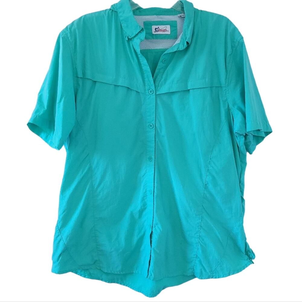 World Wide Sportsman Short Sleeve Nylon Shirt 2XL Vented Womens Outdoor Green